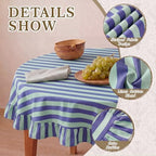 Tudomro Striped Tablecloth, Round, Cobalt, Sky Blue, 60'' X 60'' - Image 3