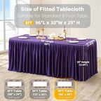 Wish Care Dark Purple Polyester Table Clothes for 8 Foot Rectangle Tables, Wrinkle Free Fitted Table Cover with Pleated Ruffle Table Skirt for Birthday Party Wedding Trade Show Event Display - Image 5