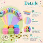 612 Pcs Paper Chain Garland Kit, 600 Sheets Pastel Paper Chain Strips with 6 Rolls Pastel Crepe Paper Streamers and 4 Mirror Star Garlands for Birthday Wedding Party Decorations - Image 7