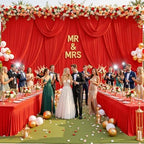 40ft x 10ft Wrinkle Free Red Wedding Backdrop Curtains for Party Bridal Shower Reception Decorations Red Fabric Curtain Backdrops Drapes for Photography Baby Shower Birthday Background by Tao-GePartyDecorations