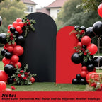 2PCS Black & Red Arch Backdrop Covers for Arch Stand (7.2ft + 6ft) – Spandex Fitted Stand Covers for Weddings Baby Showers Birthday Party Supplies Decor & Photo Booths(Only Cover) - Image 3