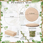 Leinuosen 6 Sets 12" Floral Hoop with Stands, Wood Slices Jute Ribbon - Image 2