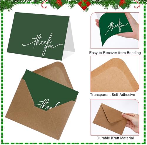 Gueevin 200 Pcs Thank You Cards with Envelopes Stickers, 3.5x5", Red, Green - Image 3