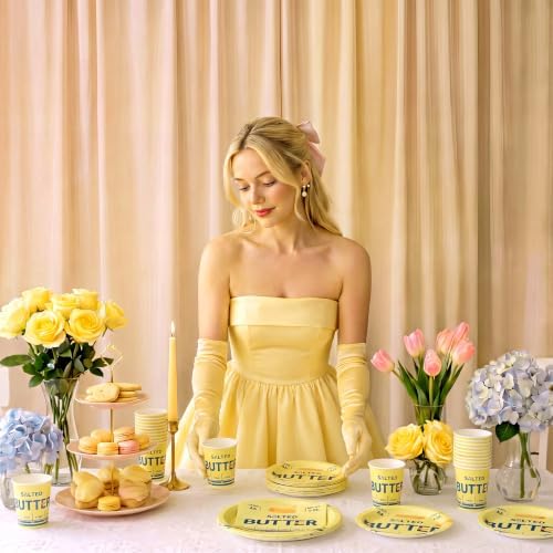 Maxdot 100 Pcs Salted Butter Party Plates Tableware Set, Disposable - Image 6