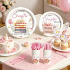 Party Inspo A New Chapter Begins Baby Shower Decorations, Storybook Baby Shower Supplies for Girl with Tableware, Plates, Napkins, Floral Tablecloth, Hanging Swirls, 24 Guests - Image 5