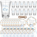 Funnymoom 50 Sets Blue Pumpkin Baby Shower Favors for Guests Souvenir a Little Pumpkin Is on the Way Acrylic Clear Shot Glasses Thank You Tags with Organza Bags for Party Decorations by Funnymoom