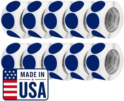 Perco Dark Blue Perforated Round Circle Dot Sticker 3-Inch Labels — 10 Rolls, 5,000 Stickers - Business Logos, Category Labels & Professional Signage, Strong Adhesive - Made in USA by Perco