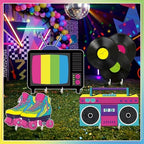4 Pcs Large 80s Birthday Party Decoration, 23.62 Inch 90s Photo Props, Retro Cardboard Cutout, TV Roller Skates Radio Records Yard Sign for Birthday Supplies Hip Hop Music Theme Accessories - Image 5