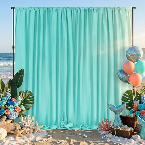 Turquoise Backdrop Curtains 20ftx10ft Mermaid Polyester Photo Drapes by SoarDream