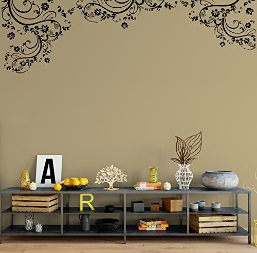 Swirl Flower Floral Wall Decal Decor #262A (100" X 29") (Matte Black) - Image 5