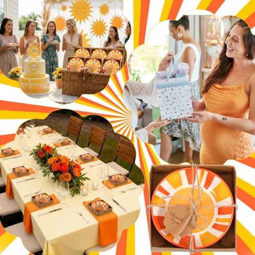 FoldTier 20 Sets Ceramic Dipping Sauce Bowls 3 oz Party Favors, Sun - Image 6