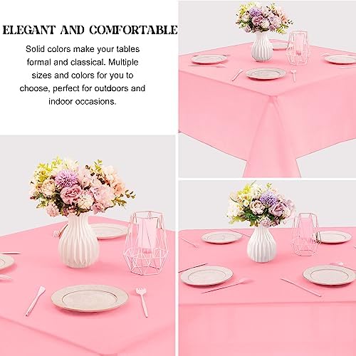 4 Pack Square Table Cloth 85x85 Inch Pink Tablecloth Machine Washable Fabric Polyester Table Cover for Dining, Buffet Parties, Picnic, Events, Weddings and Restaurants（Pink） - Image 3