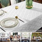 SASTYBALE Jacquard Tablecloth Rectangle, White, 60" x 102" - Image 5