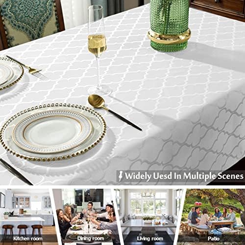 SASTYBALE Jacquard Tablecloth Rectangle, White, 60" x 120" - Image 5