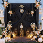 40 ft x 8 ft Black Backdrop Curtain for Parties, 8 Panels 5 ft x 8 ft Wrinkle Free Polyester Photo Black Backdrop Drapesfor Graduations Birthday Wedding Party Stage Curtains Home Decoration Supplies - Image 2