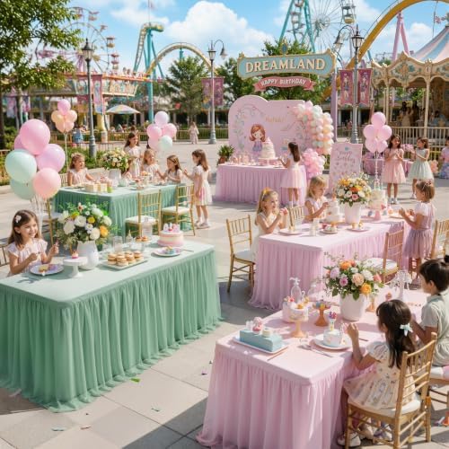 Green Tulle Tablecloth for 6 Ft Rectangle Tables 4-Pack, Ideal for Weddings - Image 5
