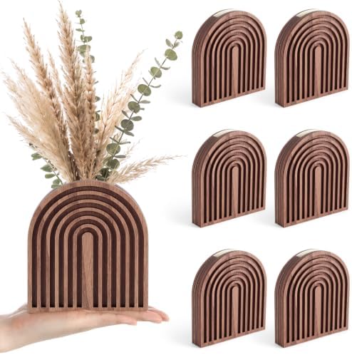 6 Pack Boho Wooden Arch Vase Rustic Wedding Centerpiece 5.1"x5.9" by Unknown