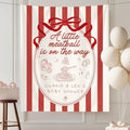 Little Meatball Baby Shower Banner Decor - A Little Meatball is on the Way Welcome Sign, Italian Pasta Theme Backdrop, Gender Neutral Baby Sprinkle Party Banner, Red Stripe Wall Tapestry Sign by Unknown