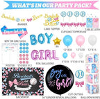 Hombae Baseball or Bows Gender Reveal Decorations, 171 PCs Boy or Girl Gender Reveal Decorations Backdrop Balloon Garland Banner Tablecloth Cake Cupcake Topper Box Cutout Poster Sash Pink Blue - Image 2