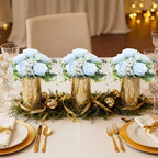 Suncalla 6 Sets Gold Cylinder Vases Artificial Peony Candle Holders, Blue - Image 4