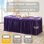 Wish Care Dark Purple Polyester Table Clothes for 4 Foot Rectangle Tables, Wrinkle Free Fitted Table Cover with Pleated Ruffle Table Skirt for Birthday Party Wedding Trade Show Event Display - Image 5