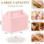 TryDrem 50 Pack Large Gable Boxes with Handles, 9x6x6 Inch Spacious Capacity Party Favor Boxes, Pink Treat Box for Gifts, Bread, Cookies, Lunch, Bakery, Wedding, Birthday, Picnic - Image 2