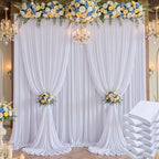 60×14 ft White Wrinkle Free Backdrop Curtain, Soft Silky Polyester Wedding Drapes 12 Panels 14ft Height Photo Backdrop Curtains for Parties Birthday Baby Shower Photography Background Cloth by ENJOYYOURPARTY