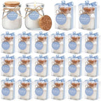 MTLEE 20 Sets Wedding Candle for Guests Blue Glass Jars Bridal Shower Favor by MTLEE