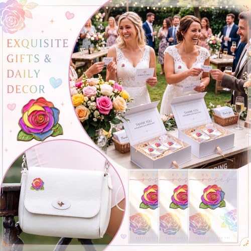 100 Sets Rainbow Roses Gifts Enamel Pins Bulk Weding Favors for LGBTQ - Image 4