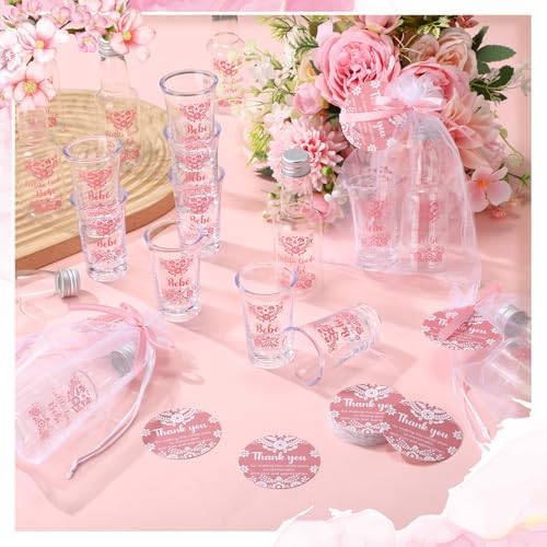 Lemonroad 36 Set Cielito Lindo Baby Shower Favors Clear Shot Glasses, Pink - Image 4