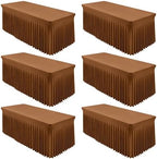Shillance 6 Packs Brown Spandex Tableclothes for 6 Foot Rectangle Table, Spandex Table Covers 6FT Stretch Table Skirts Wrinkle Free Fitted Table Cloth for Event, Wedding, Banquet & Parties by Shillance