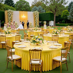6 Pack Yellow Spandex Round Tablecloths for 72 inch Table, Wrinkle Free Stretchy 132inch Fitted 6FT Round Table Cover with Skirt for Wedding Party Dining Banquet - Image 3