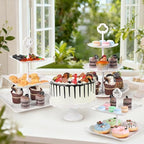 11Pcs Dessert Table Display Set, White Cupcake Stand Set with 3-Tier & 2-Tier Dessert Stands, 10" Plastic Cake Stand & Serving Trays for Wedding, Birthday, Baby Shower, Party&treat table displays set - Image 5