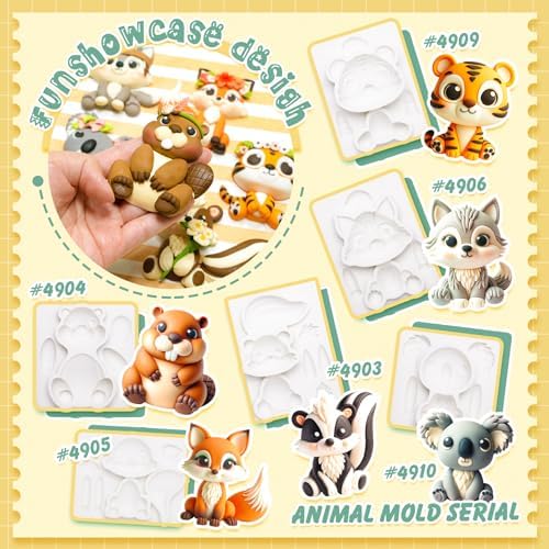 Woodland Animal Fondant Molds Cake Topper 6-count - Image 2