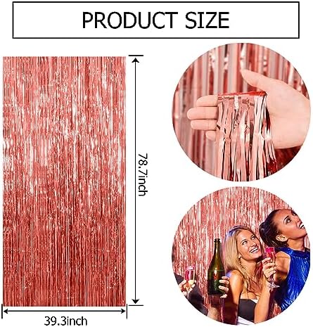 20 Pack Rose Gold Fringe Curtain Backdrop Birthday Bachelorette Party Decorations Metallic Tinsel Streamers Foil Backdrop Christmas Graduation Wedding New Year Party Decorations - Image 7