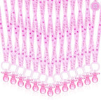 100 Pieces Baby Shower Pacifiers Necklace, Cute Acrylic Pacifier Necklaces for Chupones para Baby Shower Games Charm, Party Favors, Decorations DIY, Gender Reveal Table Scatter(Pink) by XINHUIDALSQ