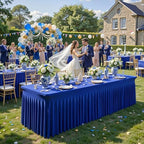 Royal Blue Table Cloth for 8 Foot Rectangle Tables Fitted Stretch Spandex Table Cover with Skirt 8ft Baby Shower Birthday Party Banquet Ruffle Tablecloth Wedding Table Cloths Desk Skirt, 2 Pack - Image 3