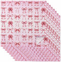 Pink Ribbon Bow Cloth Napkins Set of 8, Fantasy Sweet Bows Modern Abstract Washable Reusable Dinner Cocktail Napkin for Kitchen Party Wedding Banquet Holiday Baby Shower Table Decor by PIEPLE