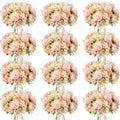 Tigeen 12 Bundles Artificial Flowers Bouquet Silk Peonies, Light Pink by Tigeen