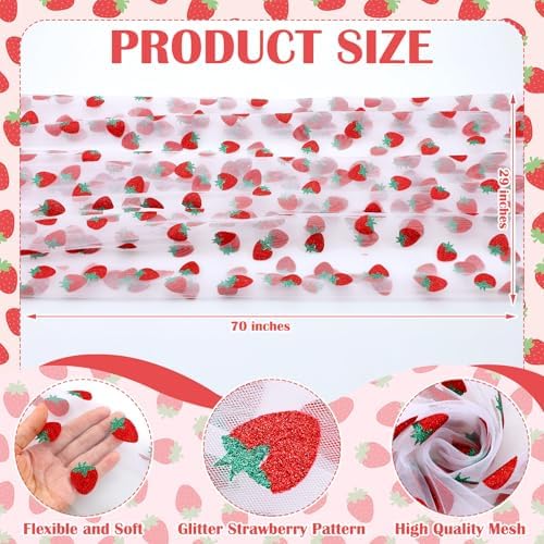 8 Pcs Strawberry Table Runners 29 x 70 in Strawberry Tablecloth - Image 2