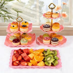12-Pack Dessert Table Display Set, 6 Cupcake Stands and 6 Dessert Trays, Plastic Dessert Display Stands and Cake Stand, Treat Table Displays Set for Wedding, Baby Shower, Tea Party (Pink) - Image 3