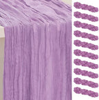 10 Pack Lilac Cheesecloth Table Runner 35x120 Inch 10Ft Rustic Gauze Cheese Cloth Table Runner Sheer Cheesecloth Table Runners for Wedding Party Bridal Shower Decoration by SuBleer