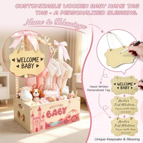 Wooden Baby Shower Crate Closet, Baby Shower Gift Basket for Newborn Gifts - Image 5
