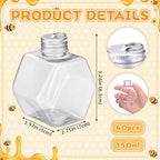 FoldTier 40 Pcs Bee Party Favors, 5 oz Mini Hexagon Honey Jars, Small Honey Dispenser with Leakproof Lids, Empty Refillable Container for Bee Themed Birthday Baby Shower Party Supplies - Image 2