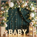 20ft x 8ft Wrinkle Free Hunter Green Backdrop Curtain for Jungle Parties, 4 Panels 5×8ft Soft Silky Green Polyester Photo Backdrop Drapes for Wedding Birthday Photography Christmas Background Cloth - Image 6
