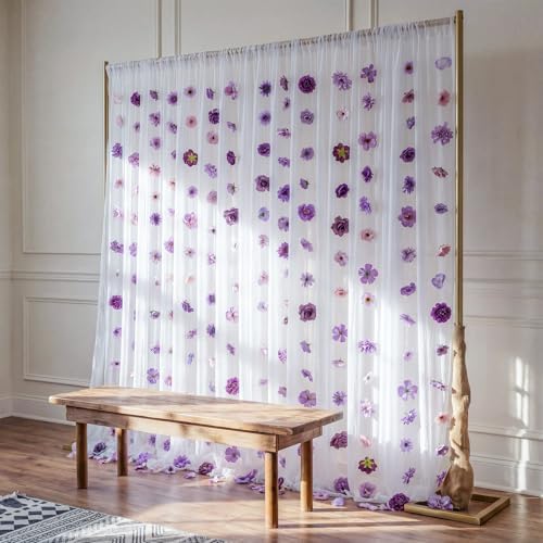 Sliner 8 Pcs 52.5 ft Artificial Flower Garland Hanging Decorations Dangling Fake Flowers with Hooks Spring Party Decorations for Wedding Background Arch Birthday Baby Shower Home Garden Decor (Purple) - Image 2