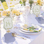 Eaasty 20 Pcs Watercolor Table Numbers 1-20 with Holders for Wedding, Green - Image 4