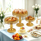 3 PCS Gold Cake Stands (8"&10"&12" Plate), Cupcake Stand With a lace hollow border Metal Cake Stand Set for Birthday Party, Wedding, Anniversary, Baby Shower - Image 4