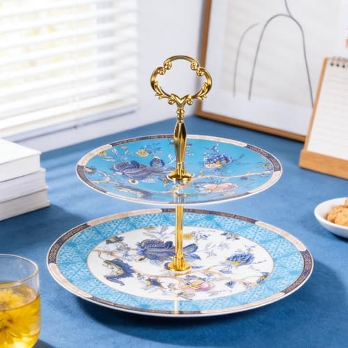 KAMMAK 2-Tier Porcelain Cupcake Stand Serving Tray, Dessert Plates Cake Fruit Candy Display Tower, Reusable Pastry Platter for Wedding Birthday Baby Shower Tea Party Decorations (Jade) - Image 5