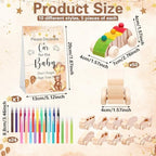 Hiboom 75 Pcs Baby Shower Wood DIY Print Car Set, Brown, Bear - Image 2
